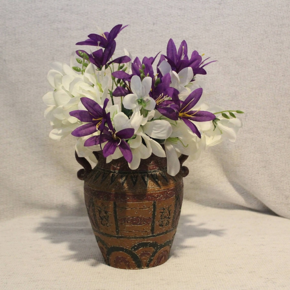 Homemade artificial flower arrangement